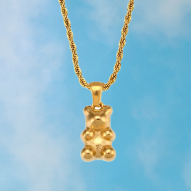 Teddy Bear Necklace (18k Gold Plated)
