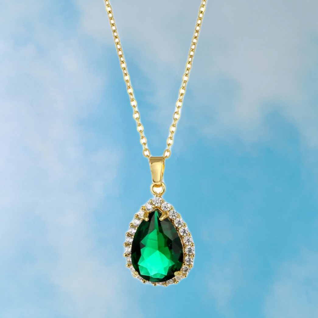 Emerald Crystal Necklace (16k Gold Plated)